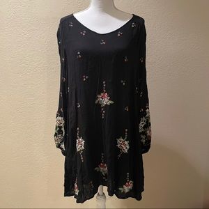 Free People Black Floral Balloon Sleeve Dress
